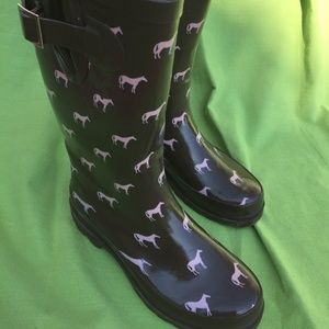 WESTERN CHIEF RAIN BOOTS HORSE PONY PINK BROWN 7